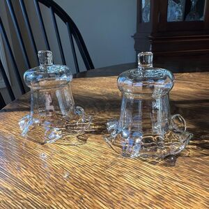 2-Vintage, Homco, Clear Peg, Glass Votive Cup/Candle Holders, w/Ruffle Rim. G21